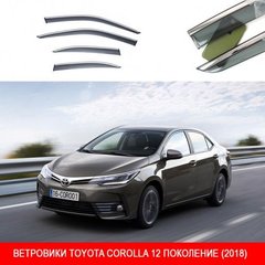 Купити Дефлектори вікон вітровики Benke для Toyota Corolla 2018- Хром Молдинг Із Нержавіючої Сталі 3D 33477 Дефлектори вікон Toyota
