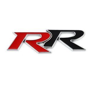 Купить Эмблема надпись RR для Honda Красная Черный 106х35 мм металл (на скотче) 95631 Эмблема надпись на иномарки