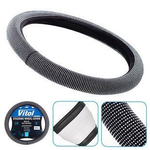 Buy Steering wheel cover M 37-39 cm Black with Rhinestones (VLOD-W207F Bk M) 86089 Steering Wheel Covers Rhinestones - Neoprene
