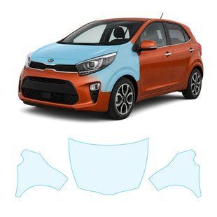 Купить Антигравийная защитная бронепленка по лекалам для Kia Picanto JA 2017-2019 - капот и передние крылья 105631 Модельные лекала защитных пленок для Kia