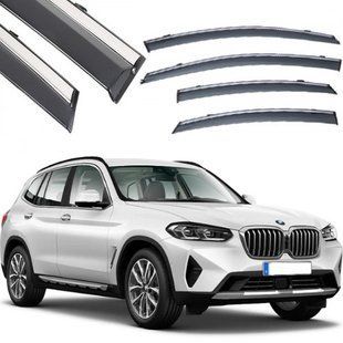 Купити Дефлектори вікон вітровики Benke для BMW X3 E83 F25 2018-2021 Хром Молдинг З Нержавіючої Сталі 3D 62313 Дефлектори вікон Hyundai