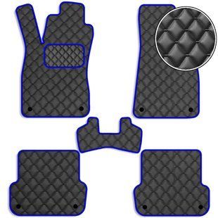 Buy Eco-leather floor mats for Audi A4 (B6 / B7) 2001-2008 Black-Blue edging 5 pcs (Rombus) 68560 Floor mats for Audi