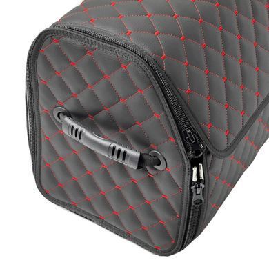 Buy Organizer travel bag in the trunk Premium Rhombus 500х340х250 mm (Plastic base) Eco-leather Black-Red thread 62630 Travel bag organizer