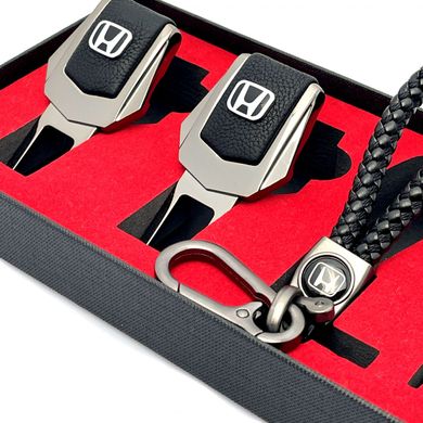 Купити Подарунковий набір №1 для Honda із заглушок та брелока з логотипом Темний хром 39537 Подарункові набори для автомобіліста