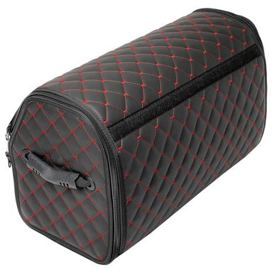 Купити Органайзер саквояж у багажник Premium (Основа Пластик) Еко-шкіра Чорний-Червона нитка 62630 Саквояж органайзер