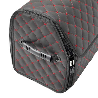 Купить Органайзер саквояж в багажник Premium (Основа Пластик) Эко-кожа Черный-Красная нить 62630 Саквояж органайзер