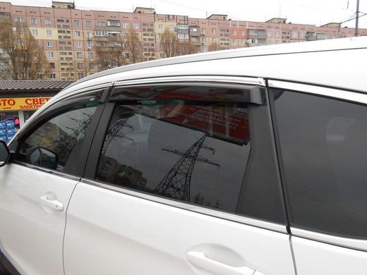 Купити Дефлектори вікон вітровики для Subaru Outback/Legasy 2015- З Молдингом Хром 35655 Дефлектори вікон Subaru