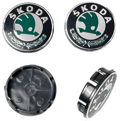 Купить Колпачки на титаны Skoda 56 / 52 мм объемный Зеленый логотип 4 шт 55685 Колпачки на титаны