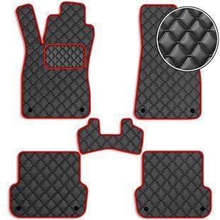 Buy Eco-leather floor mats for Audi A4 (B6 / B7) 2001-2008 Red 5 pcs (Rombus) 68561 Floor mats for Audi
