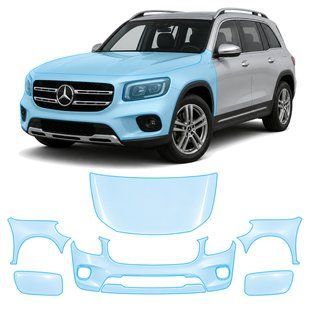 Buy Pre-cut paint protection film for Mercedes-Benz GLB X247 2019-2023 - front end 106976 Model-specific paint protection film patterns for Mercedes-Benz
