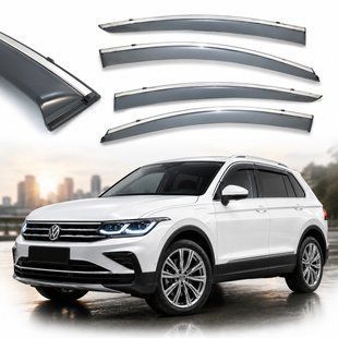 Купить Дефлекторы окон ветровики Benke для Volkswagen Tiguan 2017- (Хром Молдинг Нержавейка 3D) BVWTG1723-W/S 32185 Дефлекторы окон Volkswagen