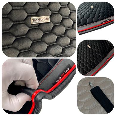 Купить Накидки для передних сидений Алькантара Palermo Premium Черные Красный кант 2 шт 9900 Накидки для сидений Premium (Алькантара)