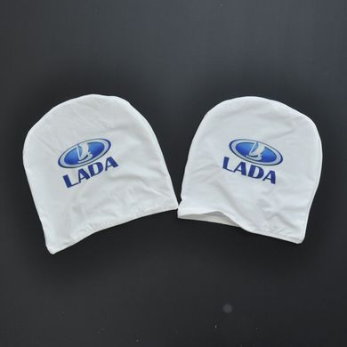 Купить Чехлы для подголовников Универсальные Lada Белые Цветной логотип 2 шт 26271 Чехлы на подголовники
