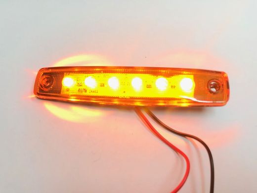 Купить Габарит LED прямоугольный 100х10 мм / 12/24V / 6 диодов / Оранжевый 1 шт (MRT 104 K 010) 8308 Габаритные огни