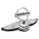 Купити Емблема приціл Nissan орлині крила метал Хром 215х70х72 мм на скотчі 88697 Емблеми Приціли