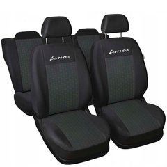 Купити Чохли для сидінь модельні Daewoo Lanos Sens підголовники горби комплект Чорно-Чорні 63279 Чохли для сидіння модельні