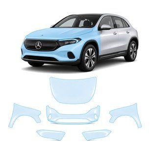 Купити Антигравійна захисна бронеплівка за лекалами для Mercedes-Benz EQA 2021- передня частина авто (капот бампер крила)) 106844 Модельні лекала захисних плівок для Mercedes-Benz