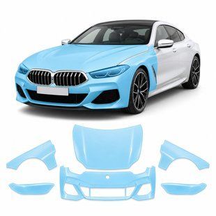 Купить Антигравийная защитная бронепленка по лекалам для BMW 8 Series G15/G14/G16 facelift 2022- передняя часть авто (капот бампер фары крылья) 102258 Модельные лекала защитных пленок для Bmw