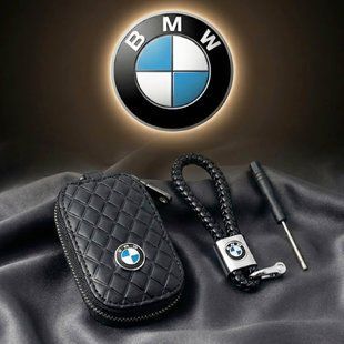 Купити Автонабір №15 для BMW Брелок та чохол для автоключів з логотипом Ромб Чорний 60912 Подарункові набори для автомобіліста