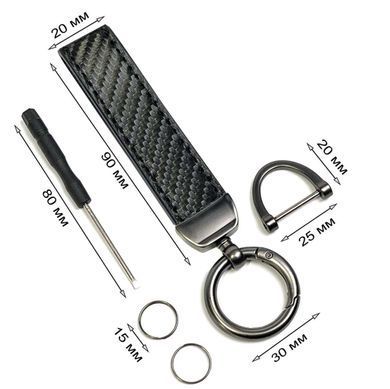 Buy Stylish TESLA Keychain with a strap on the keys with a carabiner Dark chrome №3 67780 Car Keychains