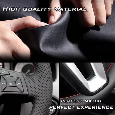 Buy Leather Steering Wheel Cover for Toyota Rav-4 / Corolla 2013-2018 (Model Pattern) 101053 Steering Wheel Covers