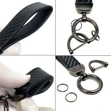 Buy Stylish TESLA Keychain with a strap on the keys with a carabiner Dark chrome №3 67780 Car Keychains