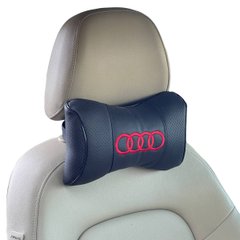 Купить Подушка на подголовник с логотипом Audi экокожа Черная Красный лолготип 1 шт 4948 Подушки на подголовник - под шею