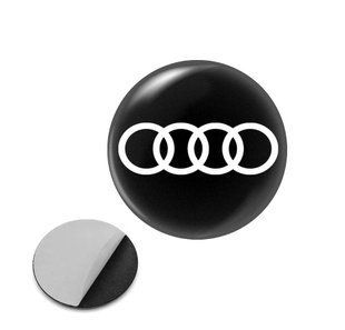 Buy Sticker with Audi logo for cars and keys d=13 mm PVC plastic volumetric 90569 Car stickers