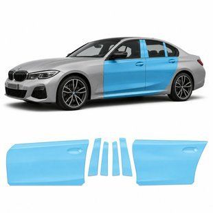 Купить Антигравийная защитная бронепленка по лекалам для BMW 3 Series G20 2019-2022 - зоны дверей и стойки окон 102059 Модельные лекала защитных пленок для Bmw