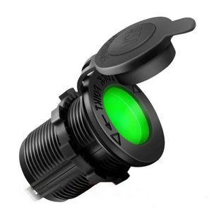 Buy Recessed socket for cigarette lighter plug with cover and backlight Green (SF-50) 91466 Cigarette lighter splitters