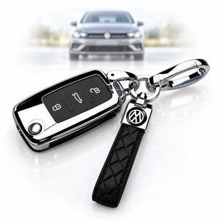 Buy Volkswagen key case silver black strap (3 buttons) 94801 Car Key Covers (Original)