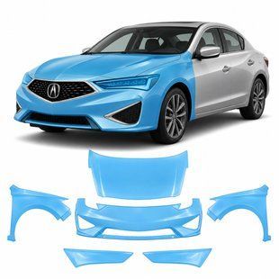 Купить Антигравийная защитная бронепленка по лекалам для Acura ILX I facelift 2019-2022 - передняя часть авто (капот бампер фары крылья) 102872 Модельные лекала защитных пленок для Acura