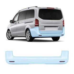 Купить Антигравийная защитная бронепленка по лекалам для Mercedes-Benz Vito/V-Class W447 2014-2019 - задний бампер 107247 Модельные лекала защитных пленок для Mercedes-Benz