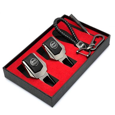 Купить Подарочный набор №1 для Jeep из заглушек ремней безопасности и брелока с логотипом Темный хром 39723 Подарочные наборы для автомобилиста