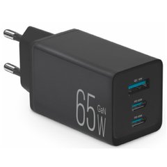 Купити Мережевий зарядний пристрій Brevia ePowerGaN PD65W 2xUSB-C+USB-A чорний 45065GDCUB 81213 Мережевий зарядний пристрій