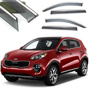 Купить Дефлекторы окон ветровики Benke для Kia Sportage 2016- Хром Молдинг Из Нержавеющей Стали 3D 33481 Дефлекторы окон KIA