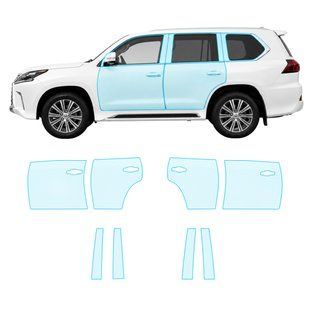 Buy Pre-cut paint protection film for Lexus LX J200 facelift 2 2016-2021 - doors and windows pillars 106249 Model-specific paint protection film patterns for Lexus