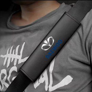 Buy Seat belt cover Modena Daewoo S 350 mm Colored 3D Logo Eco-leather Black 1 pc 91518 Seat belt pads