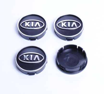 Купити Ковпачки на литі диски Kia 60 / 55 мм об'ємний логотип Чорні 4 шт 23021 Ковпачки на титани
