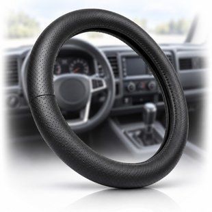 Buy Elegant XXL Steering Wheel Cover, 45 cm, 10 cm Thick, Single Seam, Perforated Leather, Black (EL 115 373) 112122 Leather Steering Wheel Covers