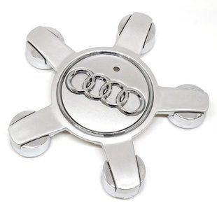 Купить Колпачки колеса на литые диски Audi 135 / 57 мм Пятиконечный объемный логотип Светло-Серые 1 шт 89912 Колпачки на титаны