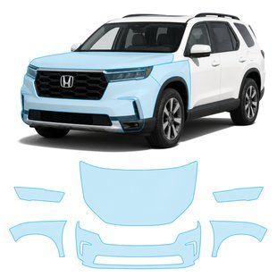 Купить Антигравийная защитная бронепленка по лекалам для Honda Pilot IV 2023- передняя часть авто (капот бампер фары крылья) 104804 Модельные лекала защитных пленок для Honda