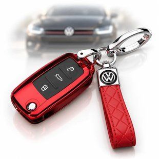 Buy Volkswagen key case red red strap (3 buttons) 94803 Car Key Covers (Original)