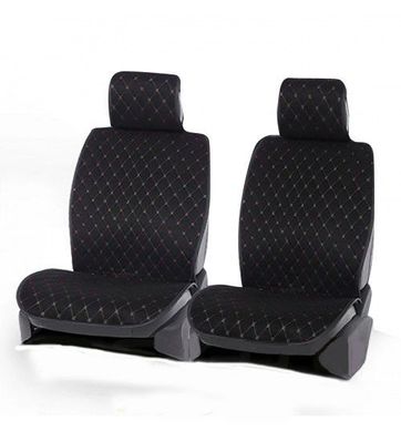 Купить Накидки для сидений DEKOR Алькантара комплект Черные - серая нить 36422 Накидки для сидений Premium (Алькантара)