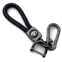 Купити Шкіряний плетений брелок Toyota для авто ключів з карабіном 34056 Брелоки для автоключів
