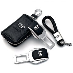 Купити Набір автомобіліста №9 для Hyundai / Заглушки ременя безпеки з логотипом / Брелок та чохол для ключів / тиснена шкіра 38726 Подарункові набори для автомобіліста
