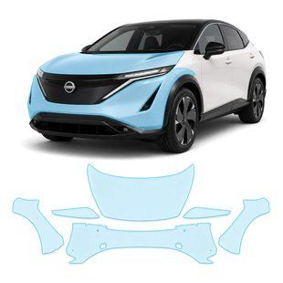 Купити Антигравійна захисна бронеплівка за лекалами для Nissan Ariya 2022- передня частина авто (капот бампер крила)) 107600 Модельні лекала захисних плівок для Nissan