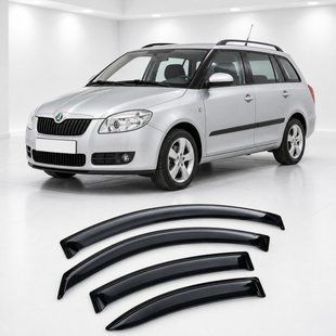 Купить Дефлекторы окон ветровики для Skoda Fabia II combi 2007 Скотч 3M (AMS21007C) Acrylic 4 шт 110693 Дефлекторы окон Skoda