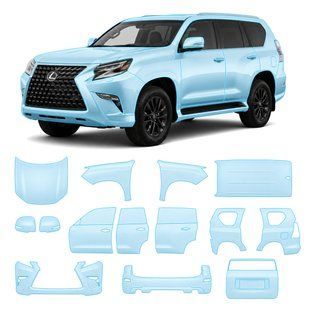 Buy Pre-cut paint protection film for Lexus GX J150 facelift 2 2020-2023 - full body 106173 Model-specific paint protection film patterns for Lexus