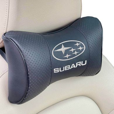 Купить Подушка на подголовник с логотипом Subaru экокожа черная 1 шт 8329 Подушки на подголовник - под шею